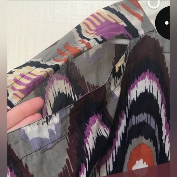 Banana Republic M SILK Blend Abstract Print Cold Shoulder Women’s Top Blouse - Picture 3 of 7